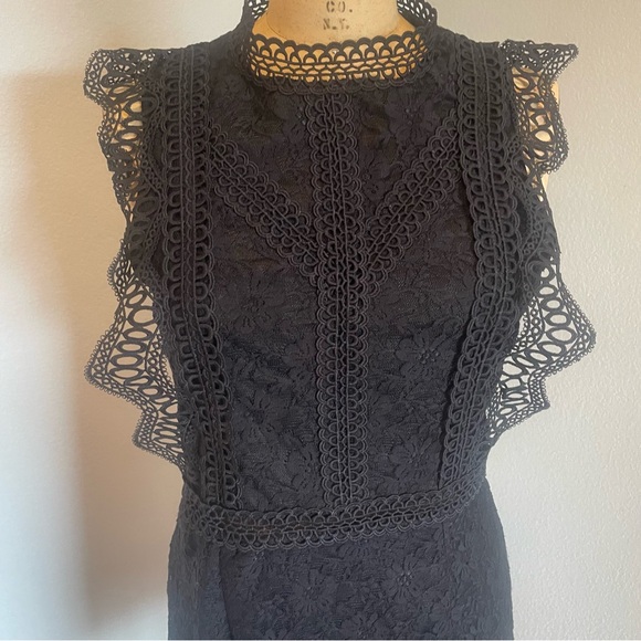 SHEIN- SZ M Black Lace Mock Neck Dress - Picture 5 of 7